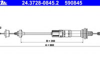 Cablu ambreiaj 24 3728-0845 2 ATE pentru Peugeot 206