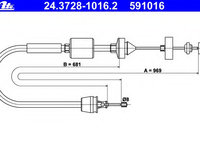 Cablu ambreiaj 24 3728-1016 2 ATE pentru Renault Kangoo Nissan Kubistar