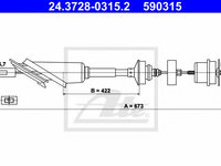 Cablu ambreiaj PEUGEOT 106   (1A, 1C) (1991 - 1996) ATE 24.3728-0315.2