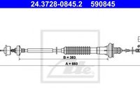 Cablu ambreiaj PEUGEOT 206 Hatchback (2A/C) (1998 - 2016) ATE 24.3728-0845.2 piesa NOUA