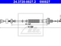 Cablu ambreiaj PEUGEOT 206 Hatchback (2A/C) (1998 - 2016) ATE 24.3728-0827.2 piesa NOUA