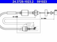 Cablu ambreiaj RENAULT CLIO II (BB0/1/2, CB0/1/2) (1998 - 2005) ATE 24.3728-1023.2 piesa NOUA
