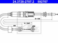 Cablu ambreiaj VW LUPO (6X1, 6E1) (1998 - 2005) ATE 24.3728-2707.2