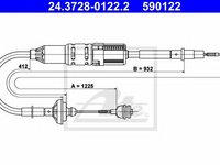 Cablu ambreiaj VW TRANSPORTER IV platou / sasiu (70XD) (1990 - 2003) ATE 24.3728-0122.2 piesa NOUA