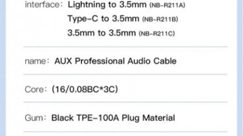 Cablu audio adaptor tata Type -C la tata JACK 3.5mm ERK AL-230223-5