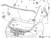 Cablu deschidere capota motorSeat Ibiza 6K hatchback 2000 2001 2002 OEM 6L1823531D