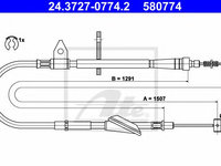 Cablu frana de mana OPEL AGILA (A) (H00) (2000 - 2007) ATE 24.3727-0774.2