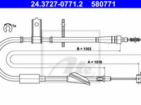 Cablu frana de mana OPEL AGILA (A) (H00) (2000 - 2007) ATE 24.3727-0771.2