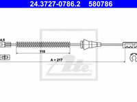 Cablu frana de mana OPEL CORSA C (F08, F68) (2000 - 2009) ATE 24.3727-0786.2