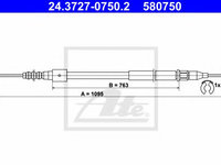 Cablu frana de mana OPEL TIGRA TwinTop (2004 - 2016) ATE 24.3727-0750.2