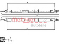 Cablu frana de parcare 11 5453 METZGER pentru Ford Fiesta Ford Ikon Ford Fusion Mazda 2 Mazda Demio