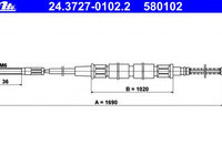 Cablu frana de parcare 24 3727-0102 2 ATE pentru Vw Golf Vw Rabbit Vw Jetta Vw Scirocco