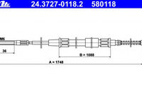 Cablu frana de parcare 24 3727-0118 2 ATE pentru Vw Golf