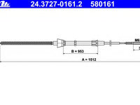 Cablu frana de parcare 24 3727-0161 2 ATE pentru Seat Ibiza Seat Cordoba Vw Derby Vw Flight Vw Polo