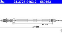 Cablu frana de parcare 24 3727-0163 2 ATE pentru Vw Sharan Ford Galaxy Seat Alhambra