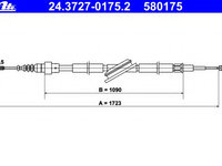 Cablu frana de parcare 24 3727-0175 2 ATE pentru Vw Golf Audi A3 Skoda Octavia Vw Bora Vw Jetta