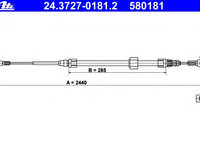 Cablu frana de parcare 24 3727-0181 2 ATE pentru Mercedes-benz Sprinter 1996 1997 1998 1999 2000 2001 2002 2003 2004 2005 2006