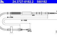 Cablu frana de parcare 24 3727-0182 2 ATE pentru Audi A4