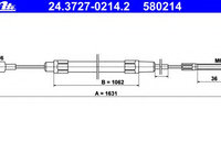 Cablu frana de parcare 24 3727-0214 2 ATE pentru Bmw Seria 3
