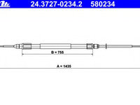 Cablu frana de parcare 24 3727-0234 2 ATE pentru Bmw Seria 1