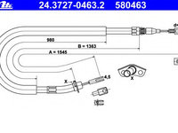 Cablu frana de parcare 24 3727-0463 2 ATE pentru Mercedes-benz Sprinter