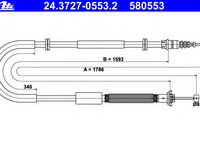 Cablu frana de parcare 24 3727-0553 2 ATE pentru Fiat Bravo Fiat Ritmo Fiat Stilo
