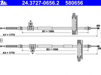 Cablu frana de parcare 24 3727-0656 2 ATE pentru Ford Focus