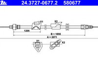 Cablu frana de parcare 24 3727-0677 2 ATE pentru Ford Mondeo Ford Galaxy Ford S-max