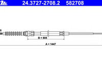 Cablu frana de parcare 24 3727-2708 2 ATE pentru Seat Leon Audi A3 Skoda Octavia Vw Eos Vw Golf Vw Rabbit Seat Altea Skoda Laura Seat Toledo Vw Jetta Vw Vento