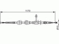 Cablu, frana de parcare ALFA ROMEO 147 (937) (2000 - 2010) BOSCH 1 987 477 554 piesa NOUA