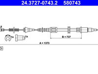 Cablu, frana de parcare ATE 24.3727-0743.2