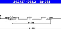 Cablu, frana de parcare ATE 24.3727-1068.2