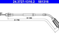 Cablu, frana de parcare ATE 24.3727-1316.2