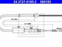 Cablu, frana de parcare AUDI A2 (8Z0) (2000 - 2005) ATE 24.3727-0185.2 piesa NOUA