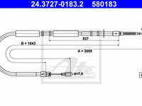 Cablu, frana de parcare AUDI A4 Cabriolet (8H7, B6, 8HE, B7) (2002 - 2009) ATE 24.3727-0183.2
