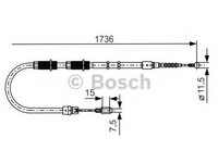 Cablu, frana de parcare AUDI A4 Cabriolet (8H7, B6, 8HE, B7), AUDI A4 limuzina (8EC, B7), AUDI A4 Avant (8ED, B7) - BOSCH 1 987 477 257