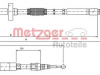 Cablu, frana de parcare AUDI A4 limuzina (8D2, B5), AUDI A4 Avant (8D5, B5) - METZGER 10.7531