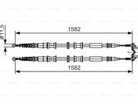 Cablu, frana de parcare centru (1987482138 BOSCH) HOLDEN,OPEL,VAUXHALL