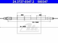 Cablu, frana de parcare Citroen BERLINGO (MF), PEUGEOT GRAND RAID microbus (5F) - ATE 24.3727-0347.2