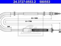 Cablu, frana de parcare FIAT STILO Multi Wagon (192) (2003 - 2008) ATE 24.3727-0553.2