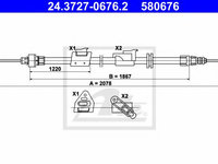 Cablu, frana de parcare FORD GALAXY (WA6) (2006 - 2015) ATE 24.3727-0676.2