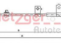 Cablu, frana de parcare HONDA JAZZ II (GD) (2002 - 2008) METZGER 17.4225 piesa NOUA