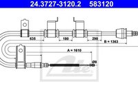 Cablu, frana de parcare HYUNDAI GETZ (TB) (2002 - 2010) ATE 24.3727-3120.2 piesa NOUA