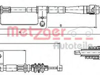 Cablu, frana de parcare KIA CARENS II (FJ) (2002 - 2006) METZGER 17.6042 piesa NOUA