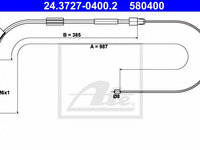 Cablu, frana de parcare MERCEDES A-CLASS (W168) (1997 - 2004) ATE 24.3727-0400.2 piesa NOUA