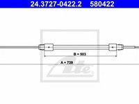 Cablu, frana de parcare MERCEDES A-CLASS (W168) (1997 - 2004) ATE 24.3727-0422.2 piesa NOUA