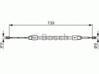 Cablu, frana de parcare MERCEDES-BENZ A-CLASS (W168) (1997 - 2004) BOSCH 1 987 477 691