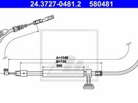 Cablu, frana de parcare MERCEDES-BENZ GLK-CLASS (X204) - ATE 24.3727-0481.2