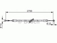 Cablu, frana de parcare MERCEDES VITO bus (W639) (2003 - 2016) BOSCH 1 987 477 197 piesa NOUA