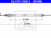 Cablu, frana de parcare NISSAN PRIMASTAR platou / sasiu (2002 - 2006) ATE 24.3727-1068.2